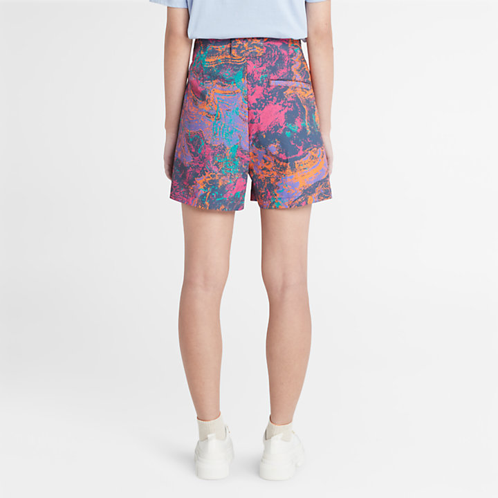 Psychedelic Printed Shorts for Women in Purple-