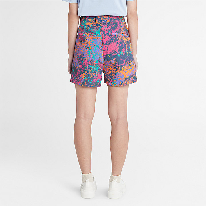 Shorts mit Psychedelic-Print für Damen in Violett