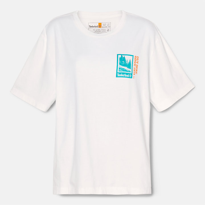 T-shirt Gráfica Out Here para Mulher em branco-