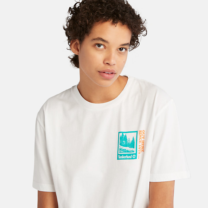 Out Here T-shirt met print voor dames in wit-