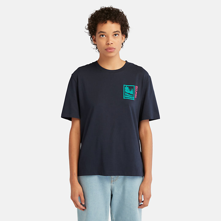 T-shirt Gráfica Out Here para Mulher em azul-marinho-