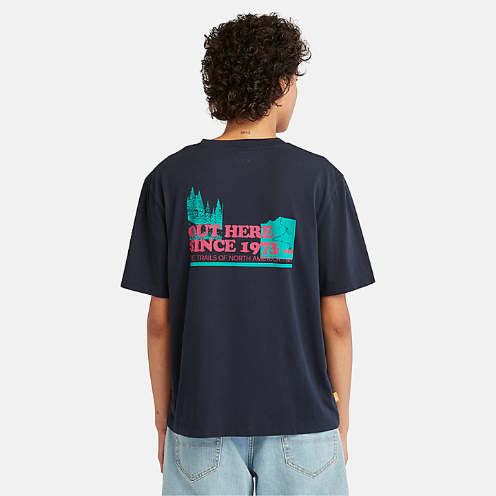 Out Here T-shirt met print voor dames in marineblauw