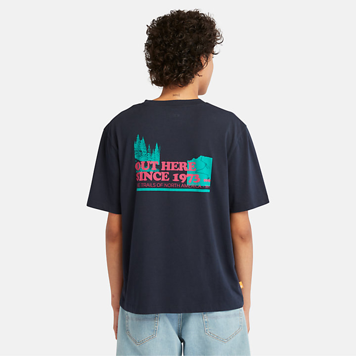 Out Here T-shirt met print voor dames in marineblauw-
