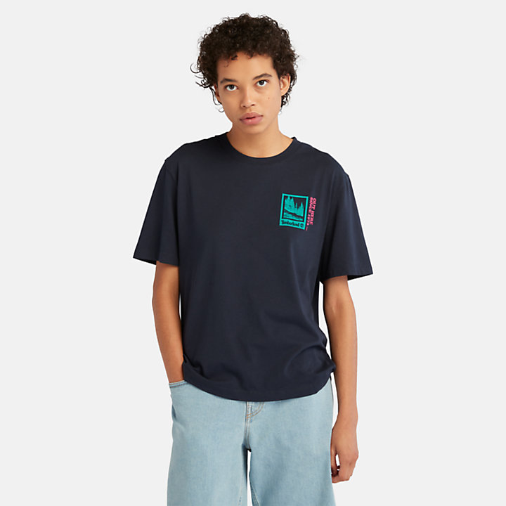 Out Here T-shirt met print voor dames in marineblauw-