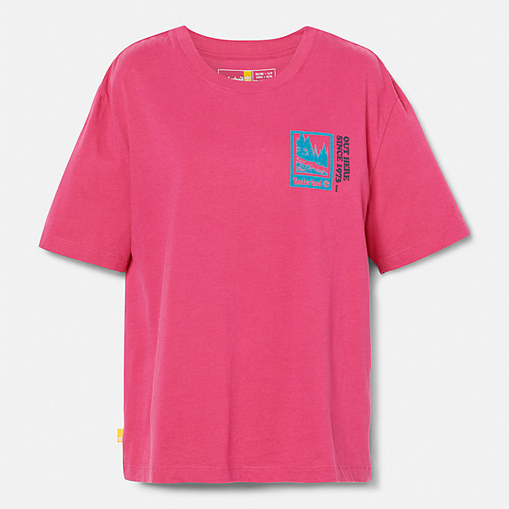 T-shirt Gráfica Out Here para Mulher em cor-de-rosa