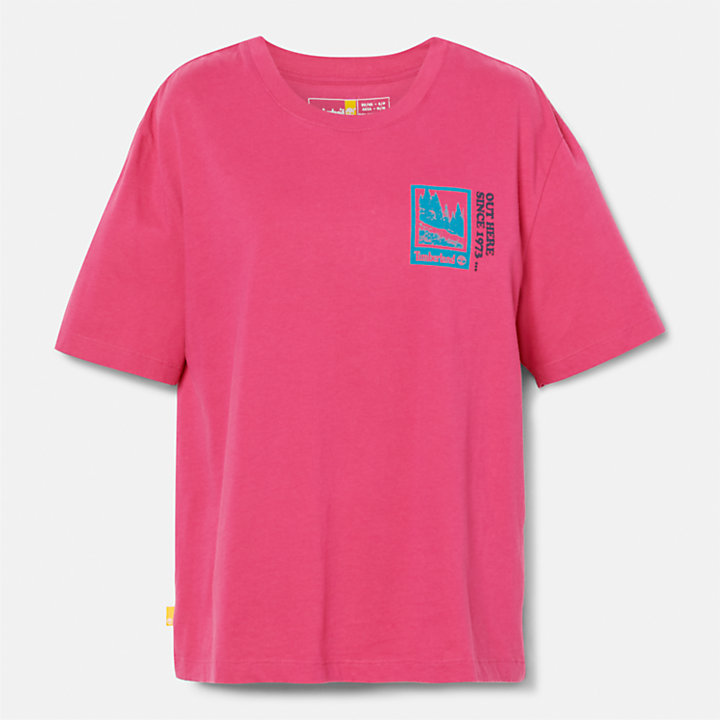T-shirt Gráfica Out Here para Mulher em cor-de-rosa-