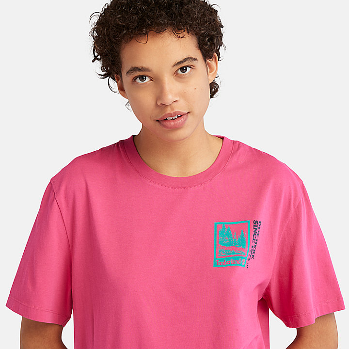 T-shirt Gráfica Out Here para Mulher em cor-de-rosa