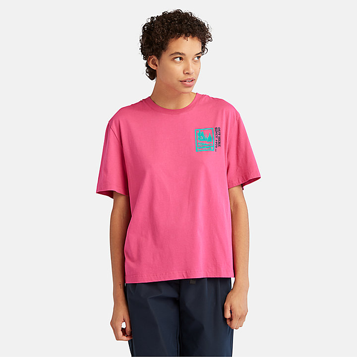 Out Here T-shirt met print voor dames in roze