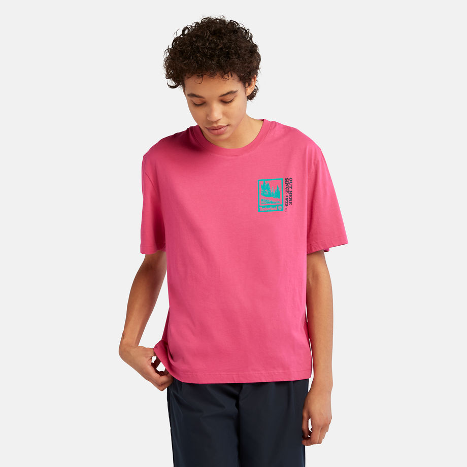 Timberland T-shirt Out Here Graphic Pour Femme En Rose Rose
