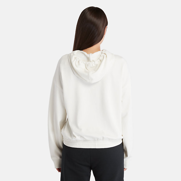 Sudadera con capucha y logotipo de temporada para mujer en blanco-