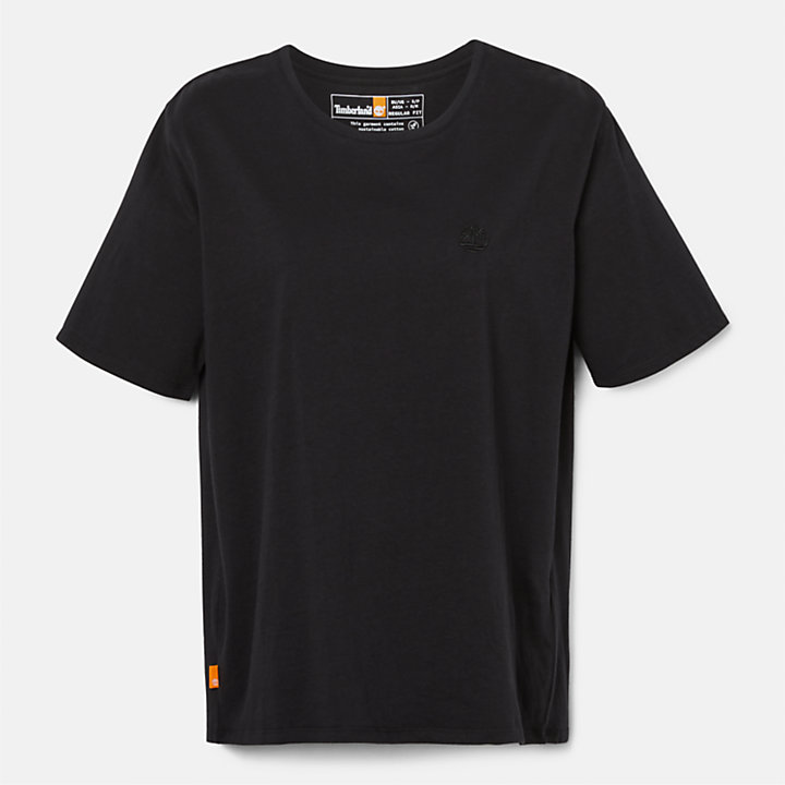 T-Shirt mit Logo-Stickerei für Damen in Schwarz-