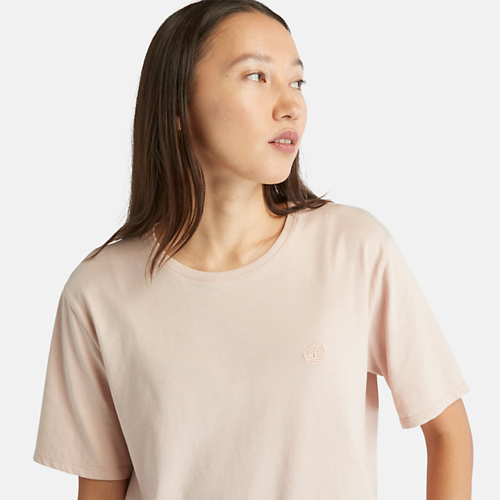 T-Shirt mit Logo-Stickerei für Damen in Pink-