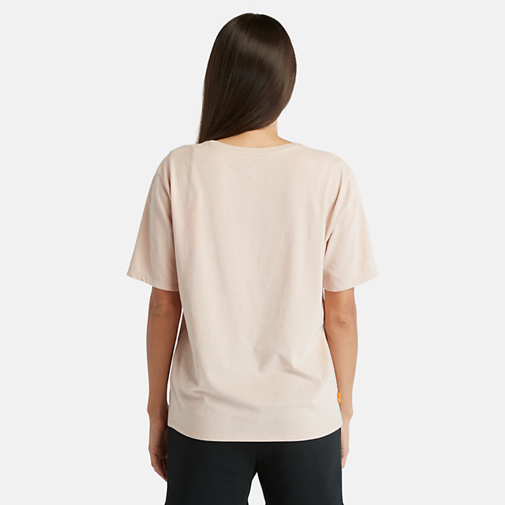 T-shirt con Logo Ricamato da Donna in rosa chiaro-