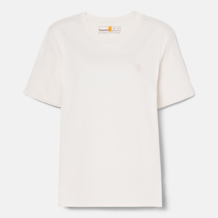 T-Shirt mit Logo-Stickerei für Damen in Weiß-