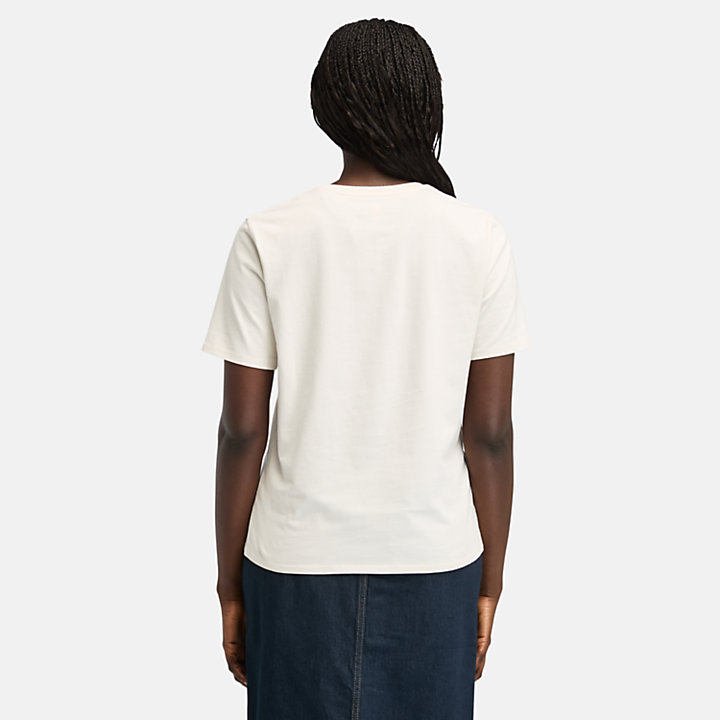 Camiseta con logotipo bordado para mujer en blanco-