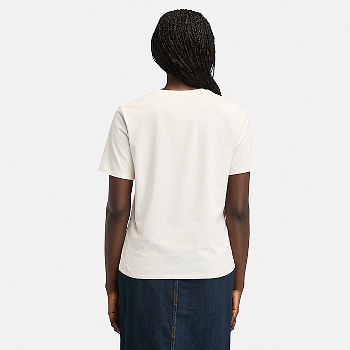 Camiseta con logotipo bordado para mujer en blanco