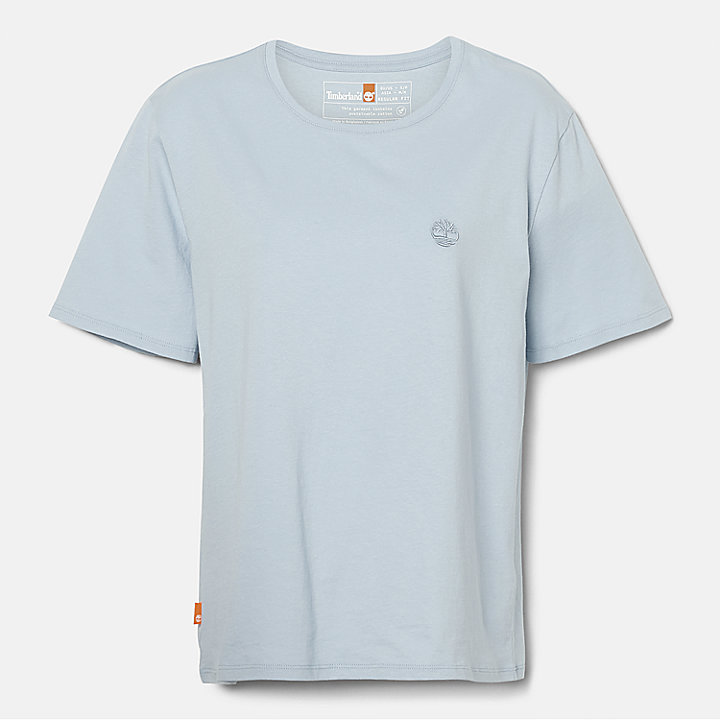 T-shirt con Logo Ricamato da Donna in blu chiaro