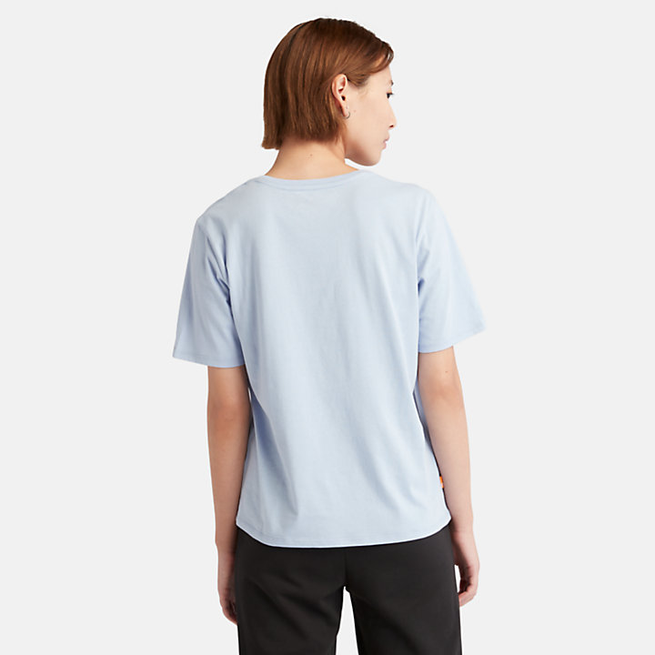 T-Shirt mit Logo-Stickerei für Damen in Hellblau-