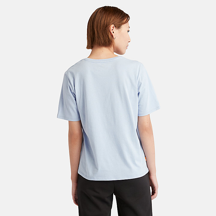 Camiseta con logotipo bordado para mujer en azul claro