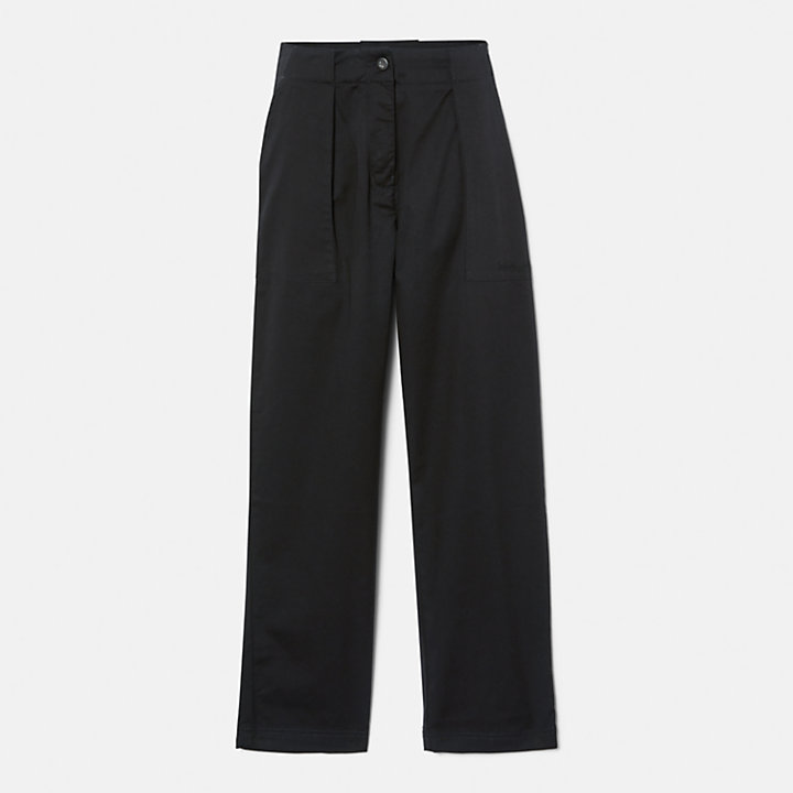 Geplooide broek in werkkledingstijl voor dames in zwart-