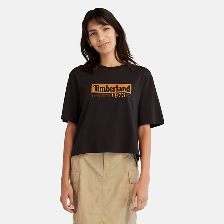 T-shirt à logo saisonnier pour femme en noir-