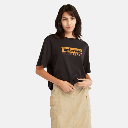 Camiseta con logotipo de temporada para mujer en negro | Timberland