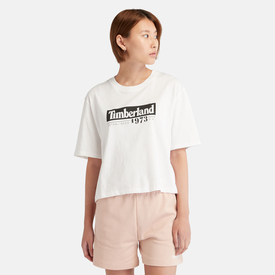 Timberland T-shirt Con Logo Stagionale Da Donna In Bianco Bianco