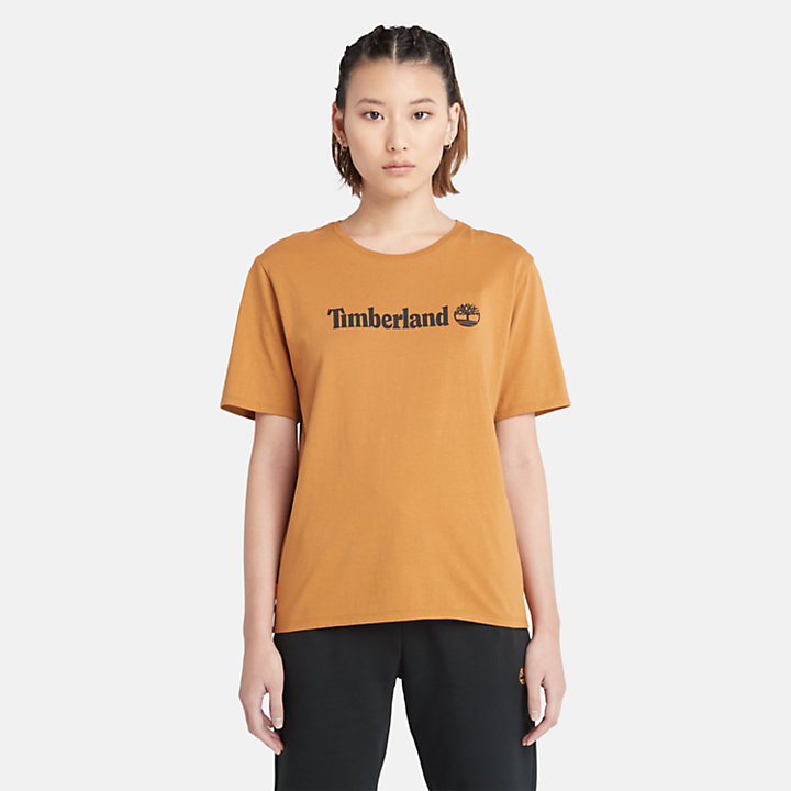 T-shirt com Logótipo para Mulher em amarelo-escuro-