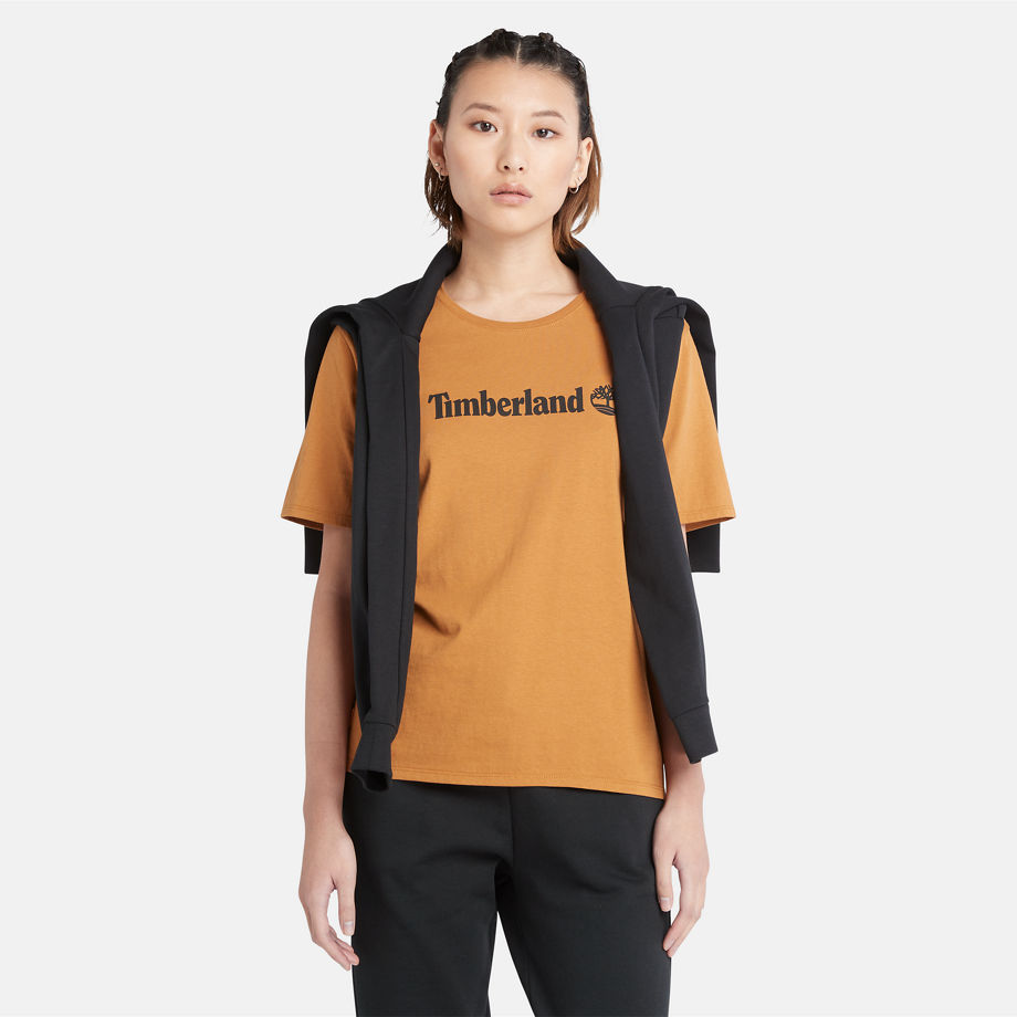 Timberland Logo T-shirt For Women In Dark Yellow Yellow, Size M