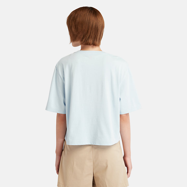 Camiseta informal con logotipo para mujer en azul claro-