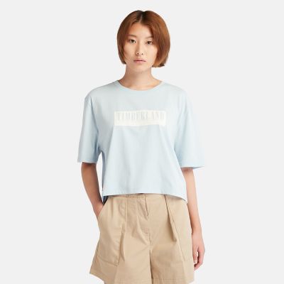 Casual T-shirt met logo voor dames in lichtblauw | Timberland