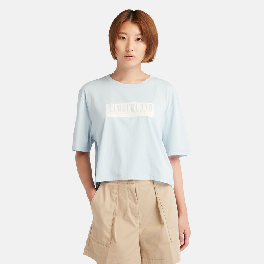 Timberland Casual Logo T-shirt For Women In Light Blue Light Blue, Size XL