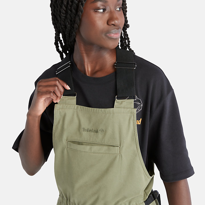Dungaree Dress for Women in Green-