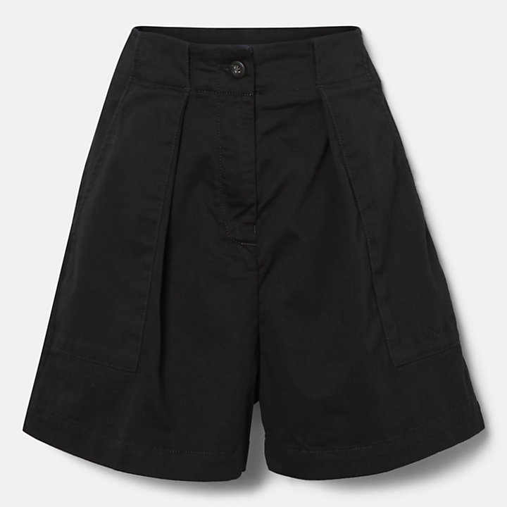 Pantalones cortos plisados para mujer en negro-