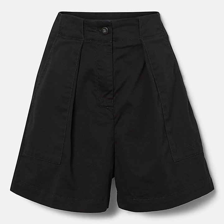 Pantalones cortos plisados para mujer en negro