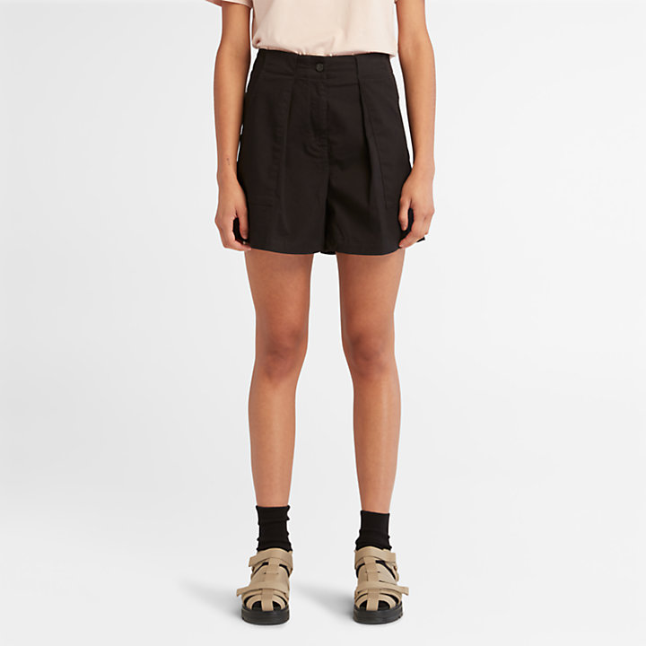 Bundfalten-Shorts für Damen in Schwarz-