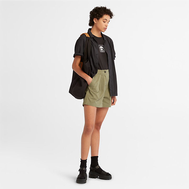 Bundfalten-Shorts für Damen in Grün-