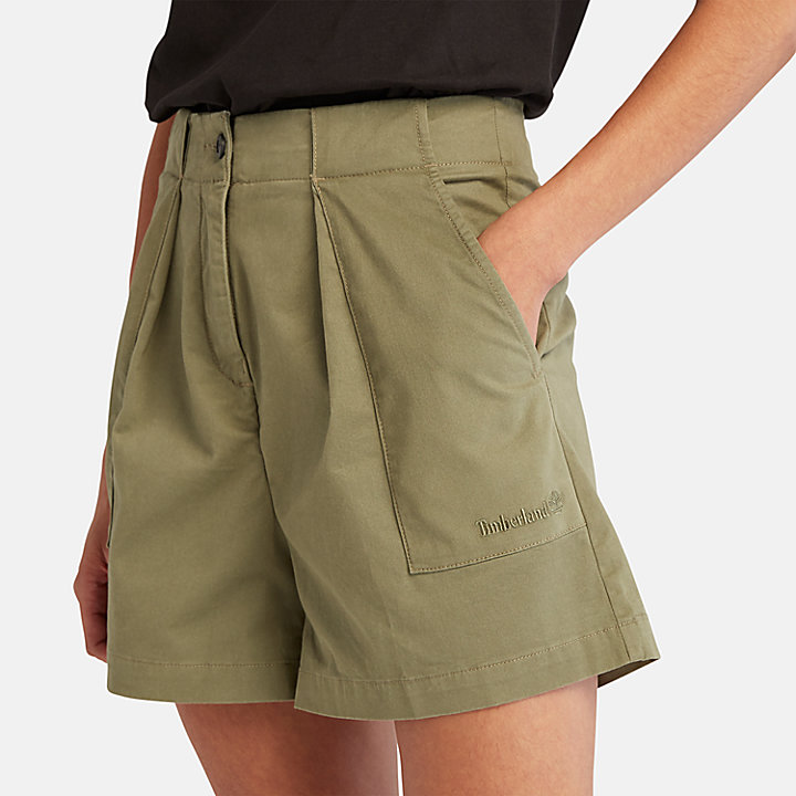 Pantalones cortos plisados para mujer en verde