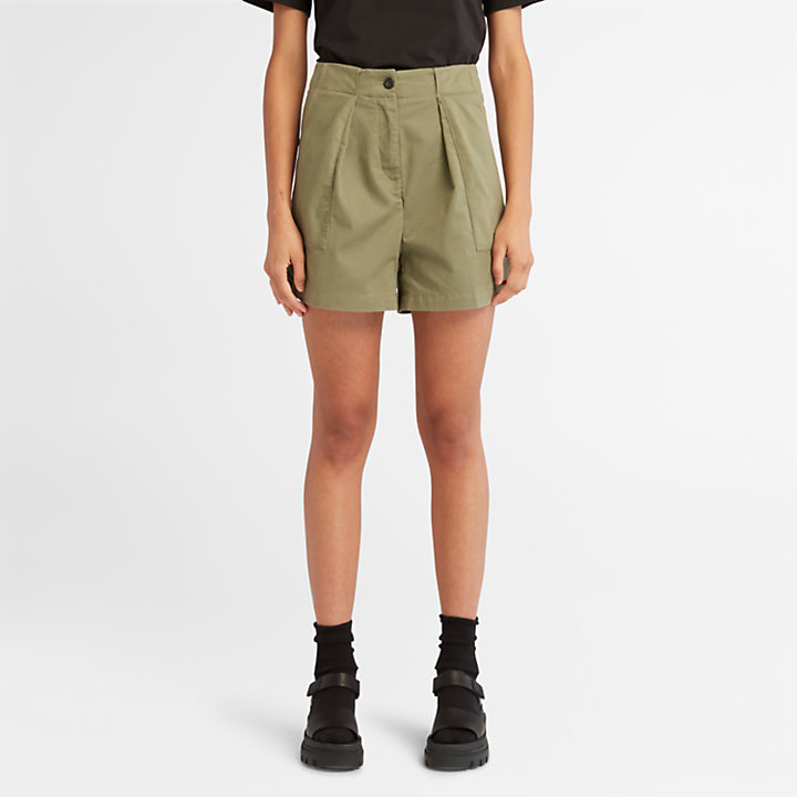 Pleated Shorts for Women in Green-