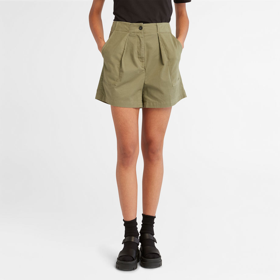 Timberland Pleated Shorts For Women In Green Green