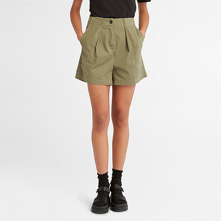 Bundfalten-Shorts für Damen in Grün