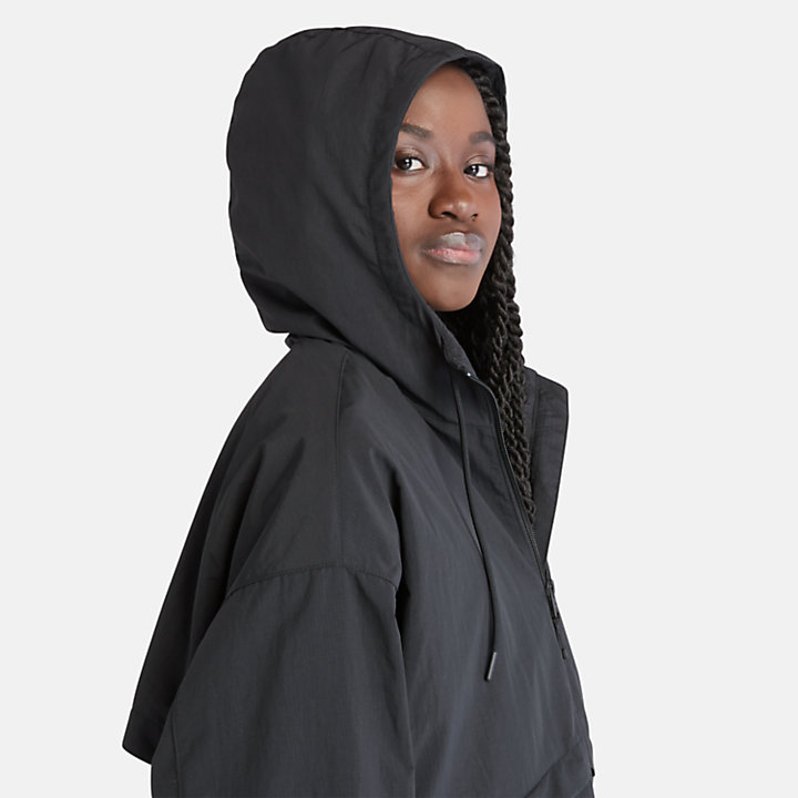 Veste coupe-vent multi-poches pour femme en noir-