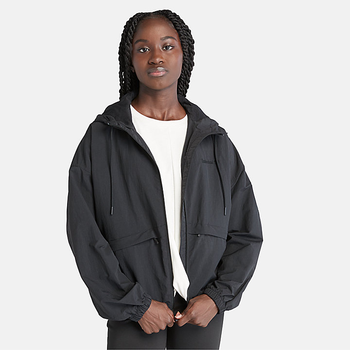 Multi-pocket Windbreaker Jacket for Women in Black
