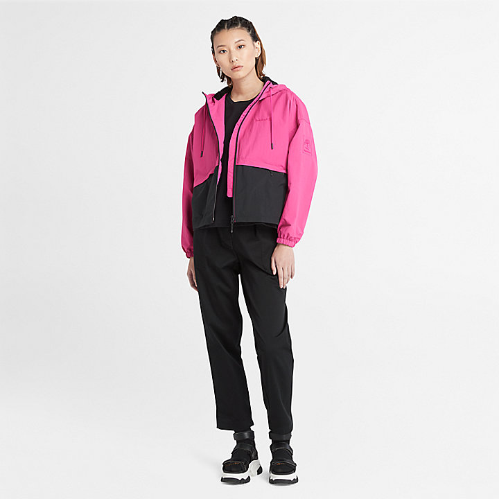 Multi-pocket Windbreaker Jacket for Women in Pink