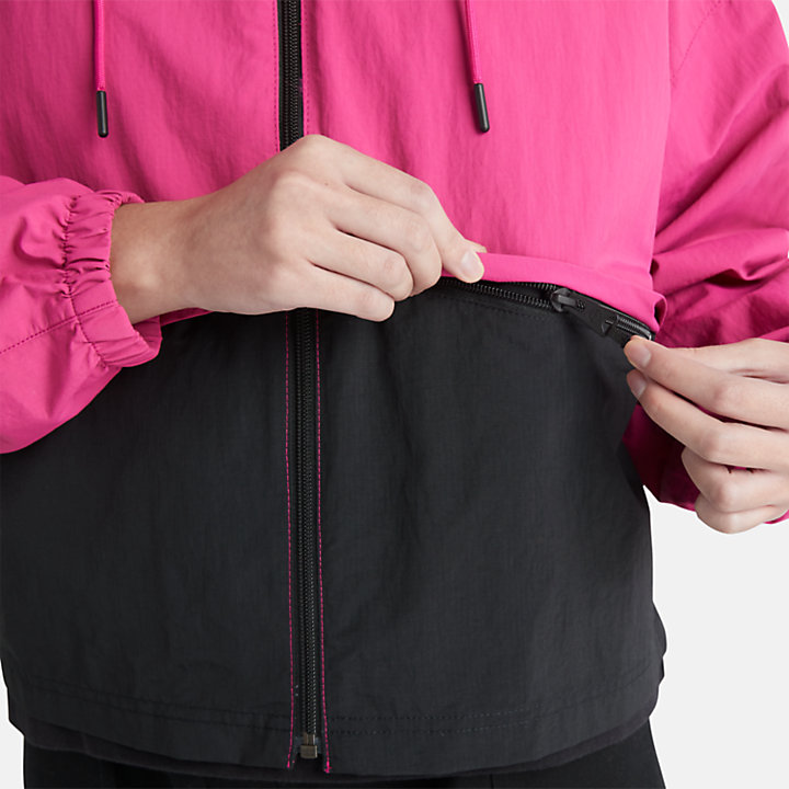 Veste coupe-vent multi-poches pour femme en rose-