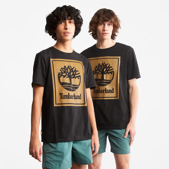 T-shirt met logo voor heren in zwart en geel | Timberland