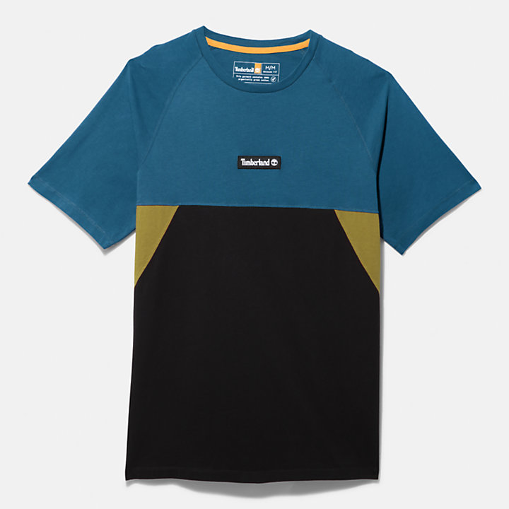 T-shirt da Uomo Cut-and-Sew in blu-