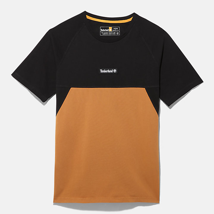 Cut-and-sew T-shirt voor heren in zwart-