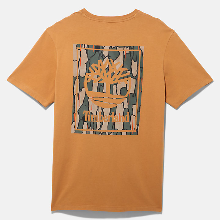 T-shirt met logo en camouflageprint voor heren in lichtbruin-