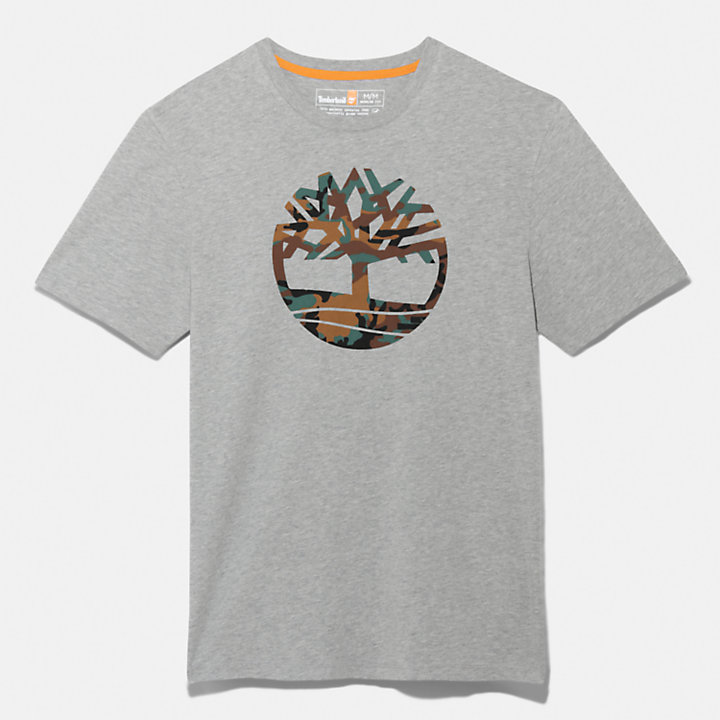 Camiseta Outdoor Heritage con el logotipo del árbol en estampado de camuflaje para hombre en gris-